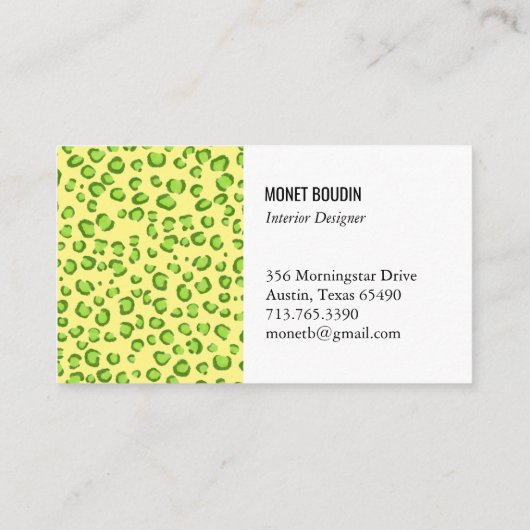 Leopard Modern Custom Green Gold Animal Print Visitekaartje (Achterkant)
