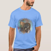 Leopard Modern Elegant Carolina Blue Sjabloon T-shirt (Voorkant)