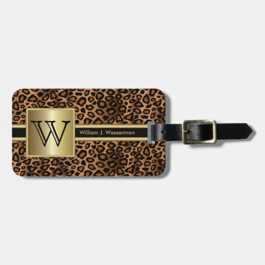 Leopard Monogram Executive Style Bagagelabel (Voorkant horizontaal)