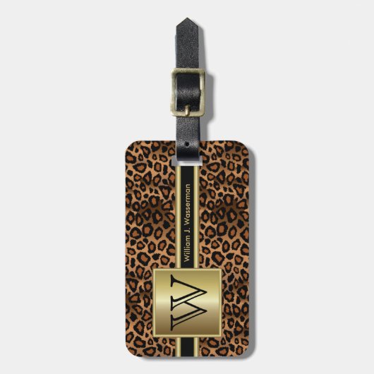 Leopard Monogram Executive Style Bagagelabel (Voorkant verticaal)