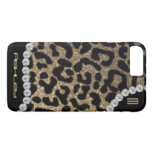 Leopard Monogram Glitter Case-Mate iPhone Case (Achterkant (Horizontaal))