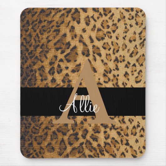 Leopard Monogram Initiaal Letter A Computer Muismat (Voorkant)