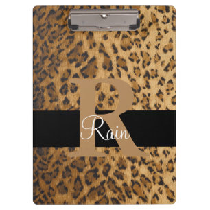 Leopard Monogram Initiaal Letter R Klembord