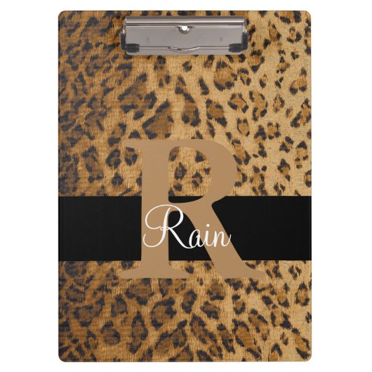 Leopard Monogram Initiaal Letter R Klembord (Voorkant)