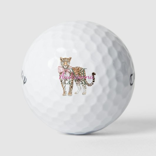 Leopard Monogram Name Golfballen (Voorkant)