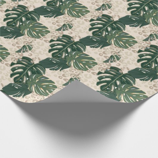 Leopard Monstera: Oerwouden . Cadeaupapier (Hoek)