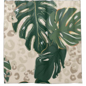 Leopard Monstera: Oerwouden . Douchegordijn (Voorkant)