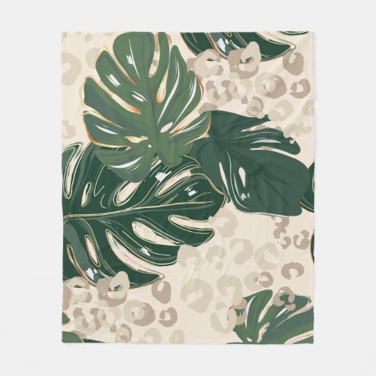 Leopard Monstera: Oerwouden . Fleece Deken (Voorkant)