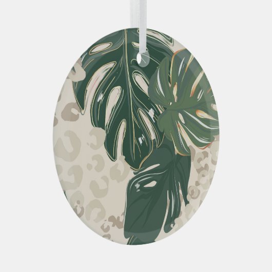 Leopard Monstera: Oerwouden . Glas Ornament (Voorkant Rechts)