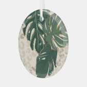 Leopard Monstera: Oerwouden . Glas Ornament (Voorkant links)