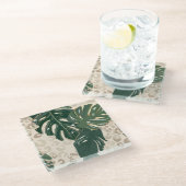 Leopard Monstera: Oerwouden . Glazen Onderzetter (Schuin)