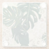 Leopard Monstera: Oerwouden . Glazen Onderzetter (Achterkant)