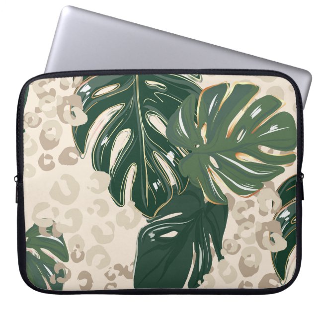 Leopard Monstera: Oerwouden . Laptop Sleeve (Voorkant)