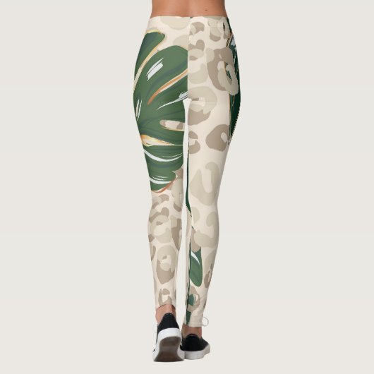 Leopard Monstera: Oerwouden . Leggings (Achterkant)