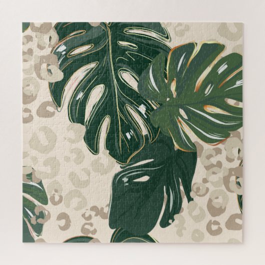 Leopard Monstera: Oerwouden . Legpuzzel (Verticaal)