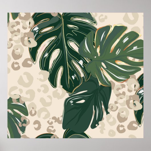 Leopard Monstera: Oerwouden . Poster (Voorkant)