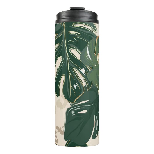 Leopard Monstera: Oerwouden . Thermosbeker (Voorkant)