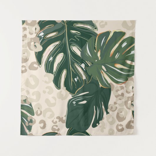 Leopard Monstera: Oerwouden . Wandkleed (Voorkant)