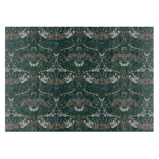 Leopard Moth en Honeysuckle Botanische Vintage Snijplank (Voorkant)