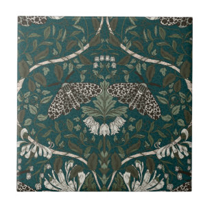 Leopard Moth en Honeysuckle Botanische Vintage Tegeltje