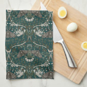 Leopard Moth en Honeysuckle Botanische Vintage Theedoek (Quarter Fold)