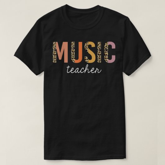 Leopard Music Teacher Cute Back To School Supplies T-shirt (Design voorkant)