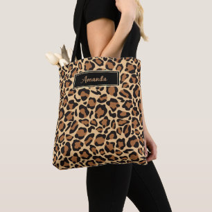 Leopard Naadloos Patroon Uw Aangepaste Naam Tote Bag