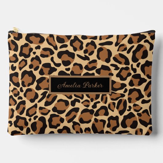 Leopard Naadloze Patroon Aangepaste Naam Etui (Voorkant)