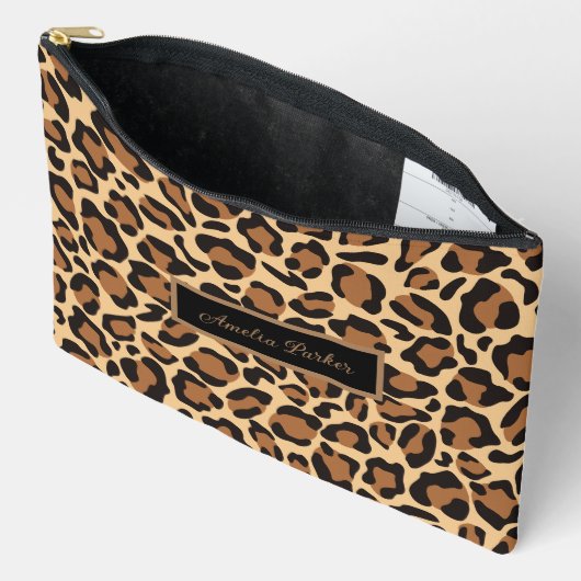 Leopard Naadloze Patroon Aangepaste Naam Etui (Open)