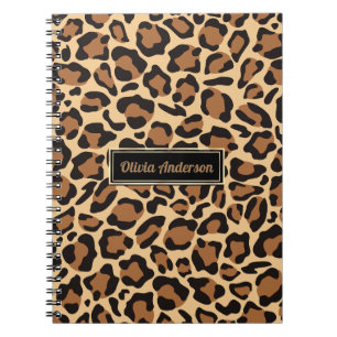 Leopard Naadloze Patroon Aangepaste Naam Notitieboek