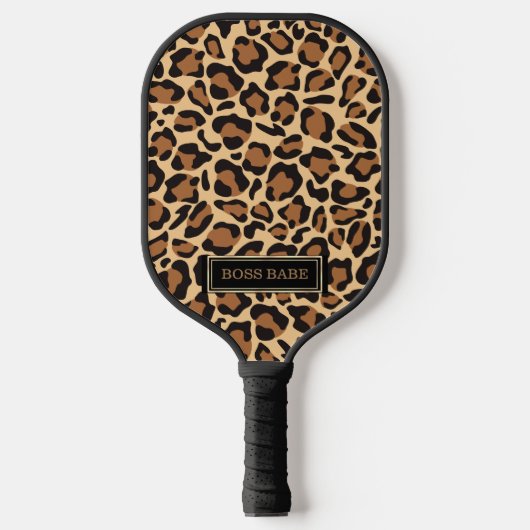 Leopard Naadloze Patroon Aangepaste Naam Pickleball Paddle (Voorkant)