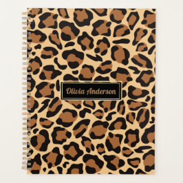 Leopard Naadloze Patroon Aangepaste Naam Planner