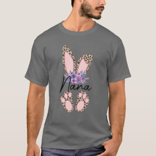 Leopard Nana Bunny Blessed Nana Happy Paasdag T-shirt