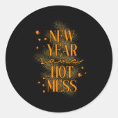 Leopard New Year Same Hot Mess New Year's Eve Reso Ronde Sticker (Voorkant)