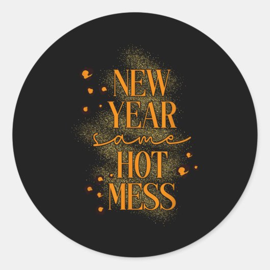 Leopard New Year Same Hot Mess New Year's Eve Reso Ronde Sticker (Voorkant)