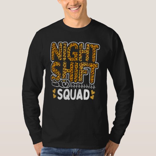 Leopard Night Shift Nurse Squad Leo Nursing Apprec T-shirt (Voorkant)