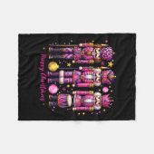 Leopard Notenkraker Roze Kerst 2024 Xmas Pajama Fleece Deken (Voorkant (Horizontaal))