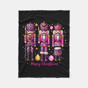 Leopard Notenkraker Roze Kerst 2024 Xmas Pajama Fleece Deken