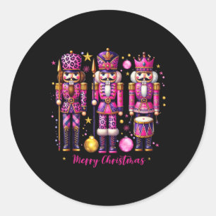 Leopard Notenkraker Roze Kerst 2024 Xmas Pajama Ronde Sticker