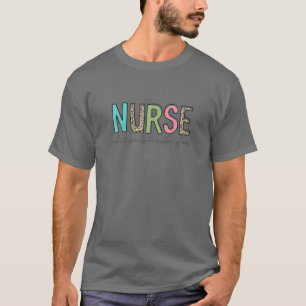Leopard Nurse Coffee Scrubs Rubber Glovers Nurse L T-shirt