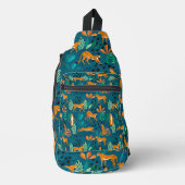 Leopard Oerwoud blauw Sling Bag (Voorkant)
