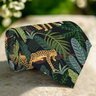 Leopard Oerwoud Forest Illustration Naadloos Stropdas