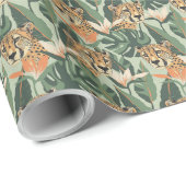 Leopard Oerwoud Forest Illustration Naadloze Wand Cadeaupapier (Rol Hoek)
