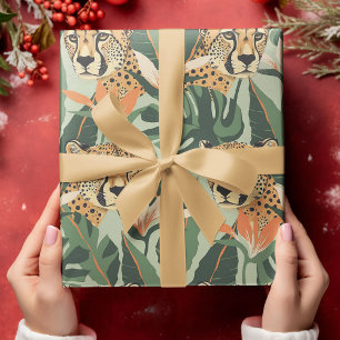 Leopard Oerwoud Forest Illustration Naadloze Wand Cadeaupapier