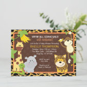Leopard Oerwoud Friends Oranje Baby shower Invitat Kaart (Staand voorkant)