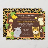 Leopard Oerwoud Friends Oranje Baby shower Invitat Kaart (Voorkant / Achterkant)