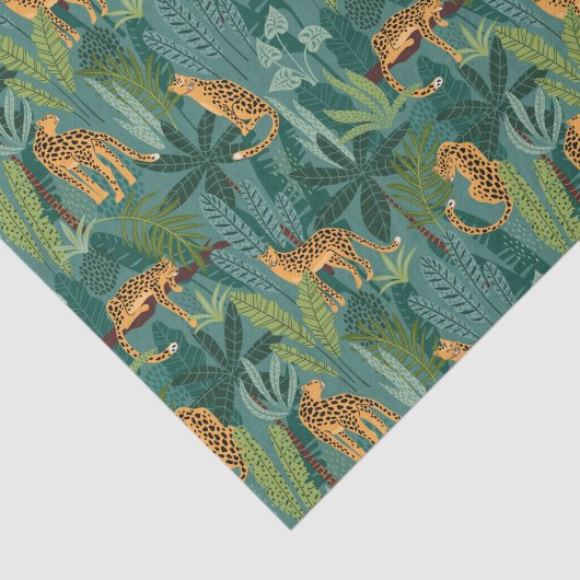 Leopard Oerwoud Patroon Groene achtergrond Tissuepapier (Detail)