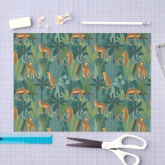 Leopard Oerwoud Patroon Groene achtergrond Tissuepapier (Craft)
