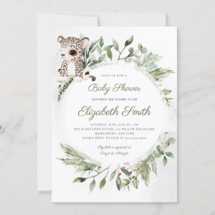 Leopard Oerwoud Safari Green Baby shower Kaart