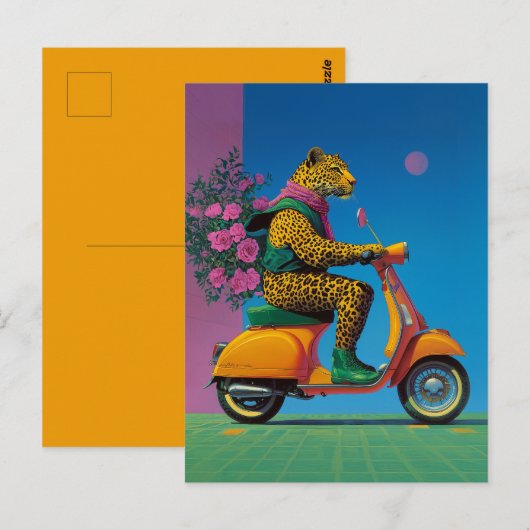 Leopard on Wheels: een stijlvolle rit, Briefkaart (Voorkant / Achterkant)